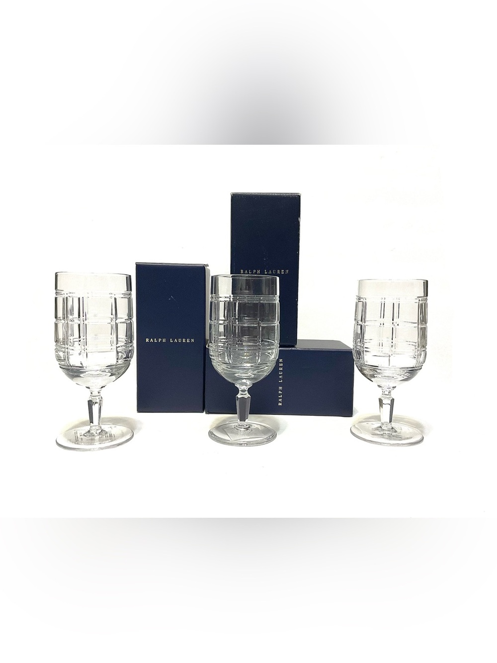 Ralph Lauren Hudson Plaid Iced Beverage Crystal Set